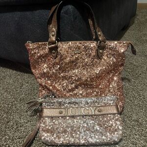 Juicy Couture Sparkling Sequin Tote and Clutch
